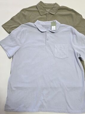 2 Goodfellow &  Co Short-Sleeve Heavy Cotton Vintage Collection Polo Shirts, XL.